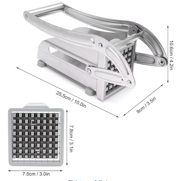 Stainless Steel French Fry Cutter, Vegetable and Potato Slicer, 2 Blade Sizes - Picture 3 of 7